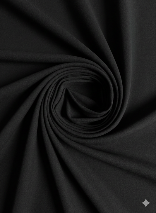 Black Scuba Crepe Fabric – Stretch Double Knit – Sold by the Metre - Vératex Fabrics