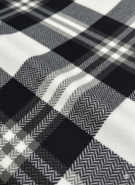 Black & White Check Brushed Fleece – Sold by the Metre
