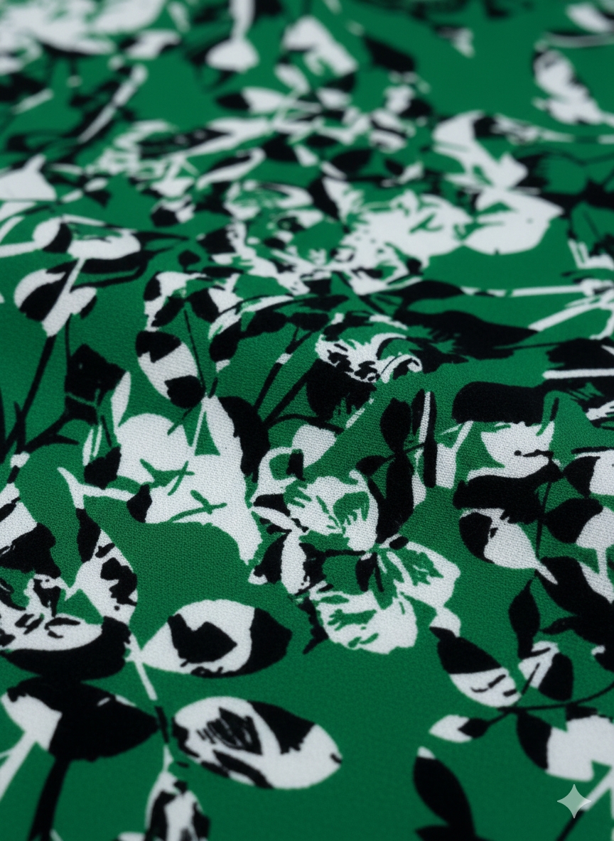 Green Floral ITY Fabric – Stretch Knit – Sold by the Metre - Vératex Fabrics