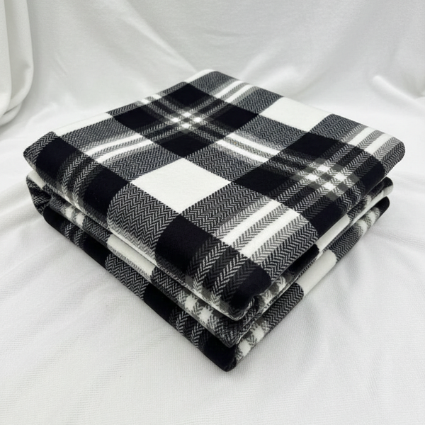 Black & White Check Brushed Fleece – Sold by the Metre - Vératex Fabrics