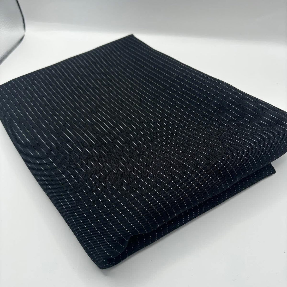 Black Pinstripe Poly Cotton Fabric – Woven Twill - Vératex Fabrics