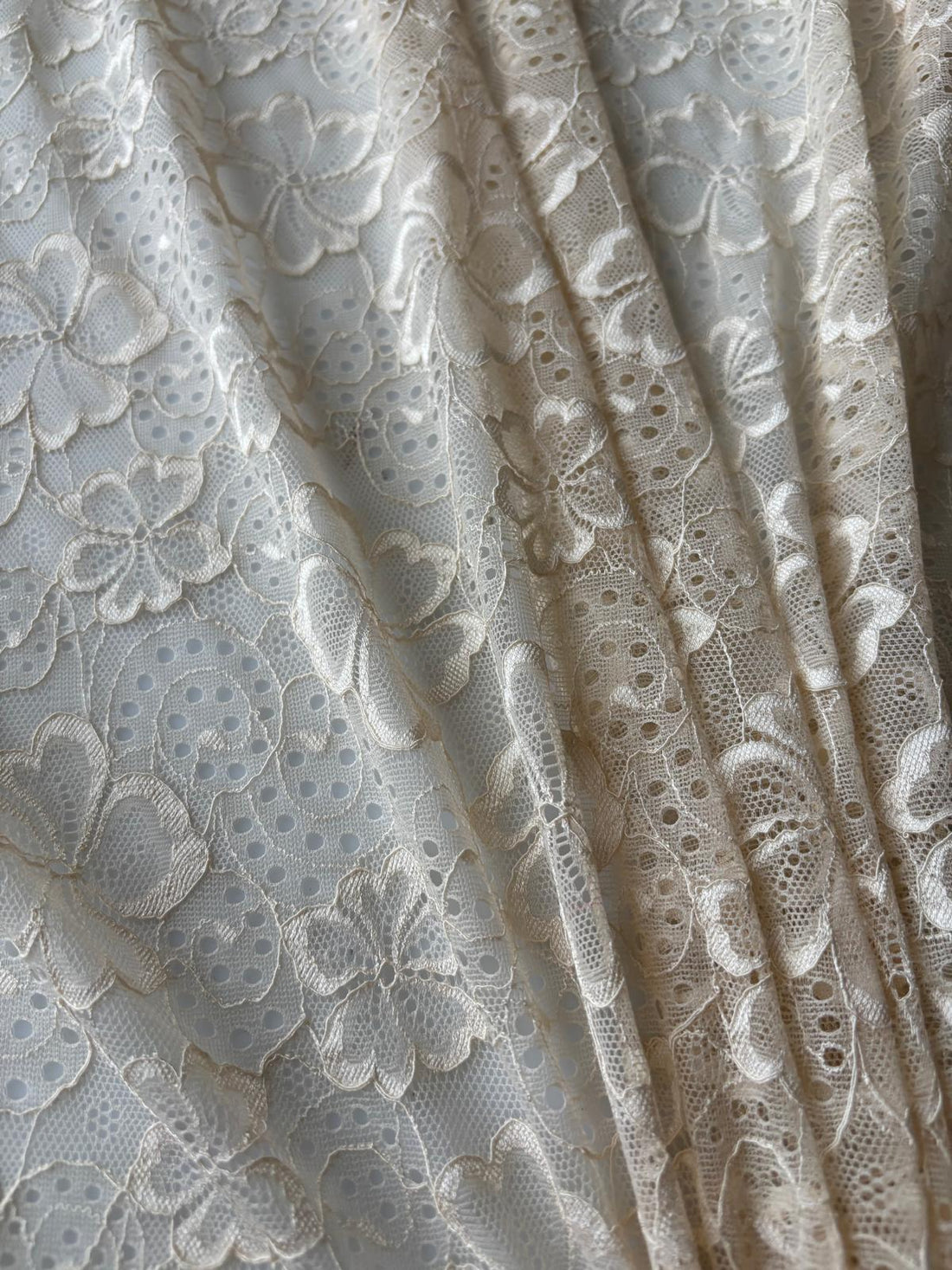 Stone Floral Stretch Lace Fabric