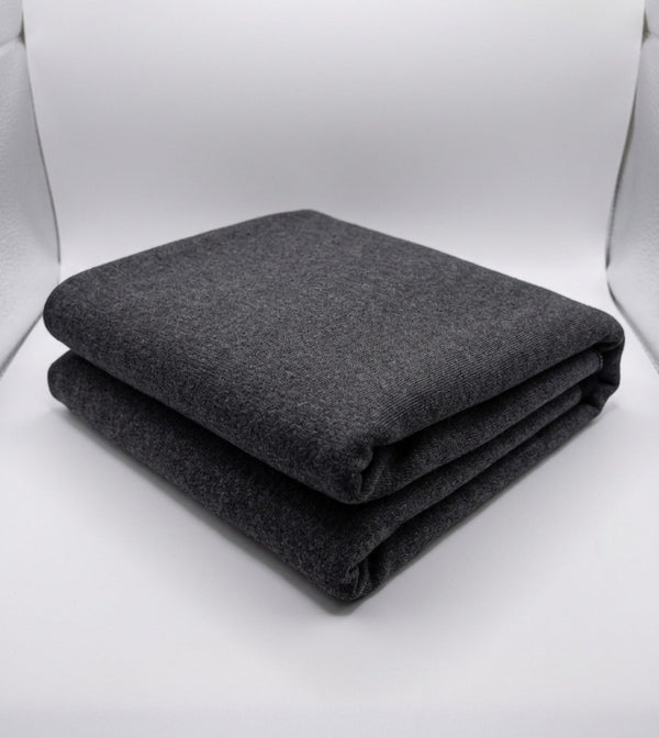 Charcoal 100% Cotton Loopback Jersey Fabric folded