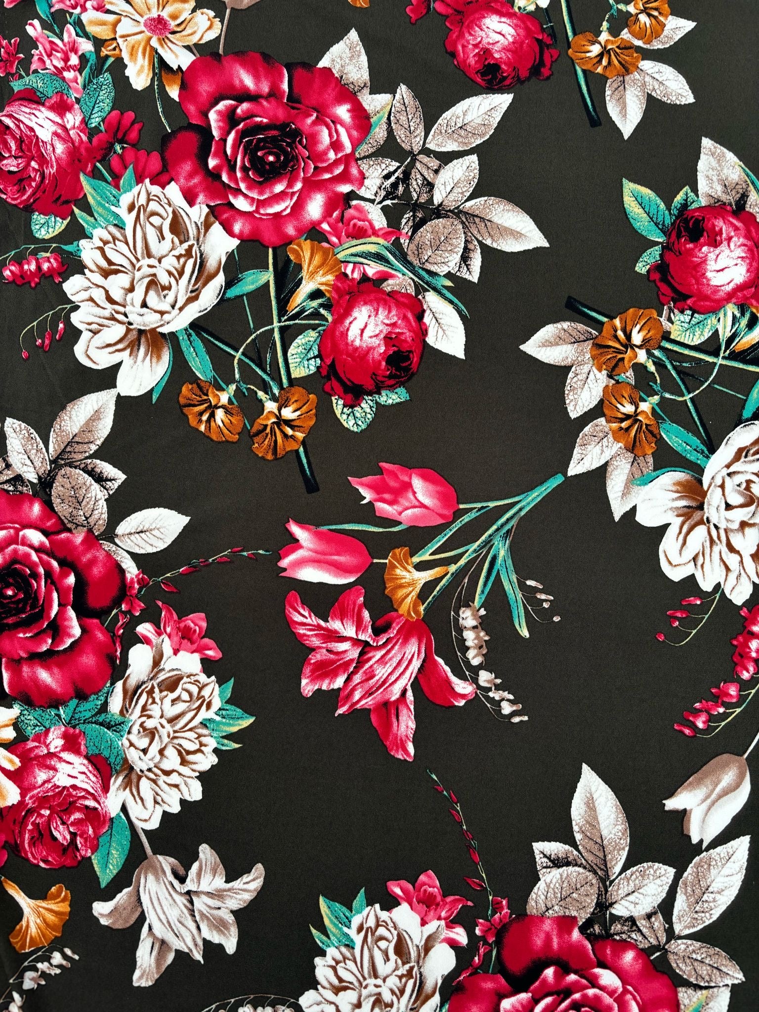 Chocolate Rose Garden ITY Fabric – Sold by the metre" - Vératex Fabrics