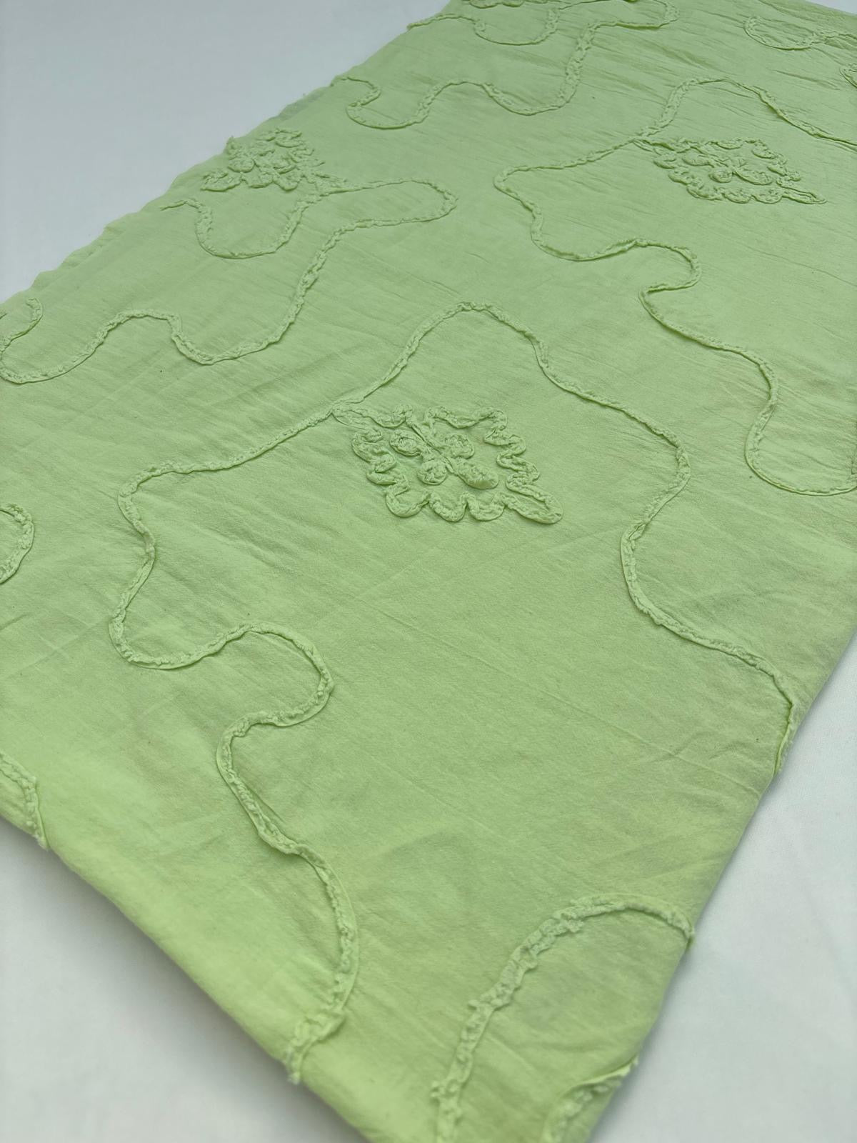 Green Floral Embroidered Poly-Cotton Fabric – Sold by the Metre - Vératex Fabrics