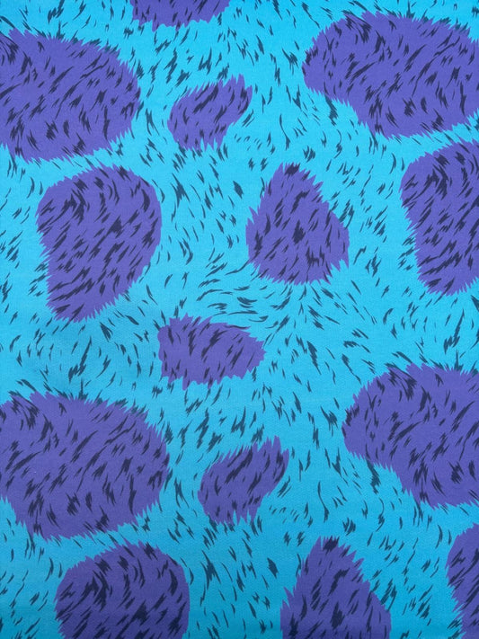Teal & Purple Monster Print Loopback Sweatshirt Fabric – Sold by the Metre - Vératex Fabrics
