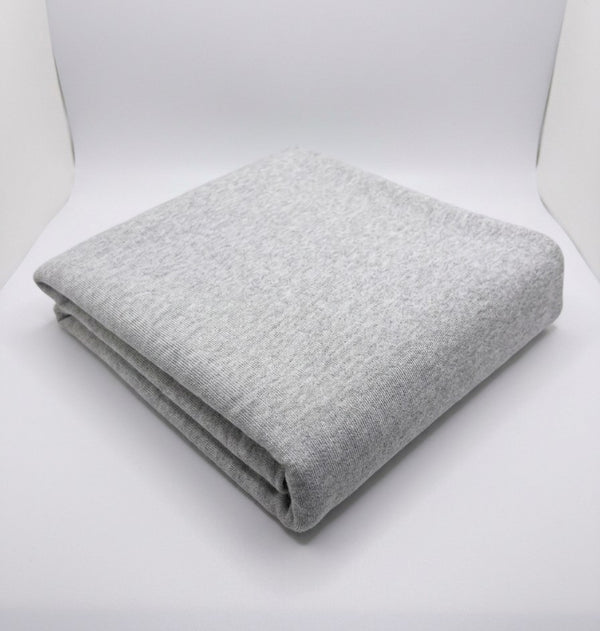 Silver Grey 100% Cotton Loopback Jersey Fabric folded