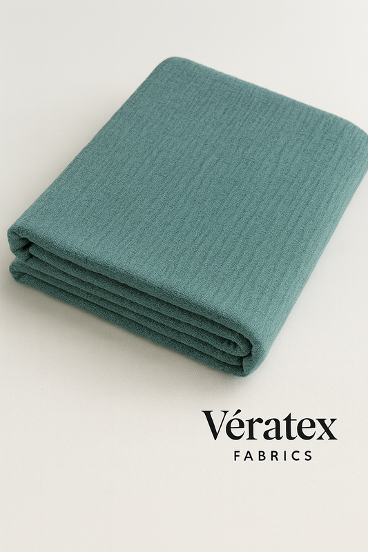 Teal Tree Bark Textured Jacquard – Sold by the Metre - Vératex Fabrics