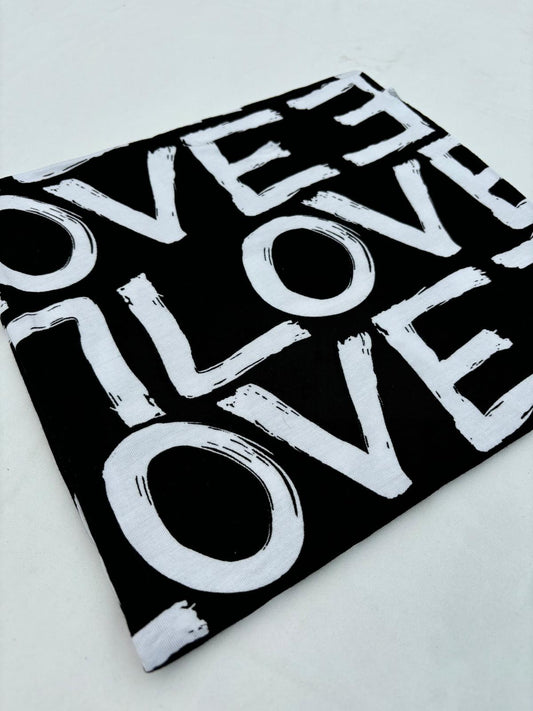 LOVE Print Viscose Jersey – Sold by the Metre - Vératex Fabrics