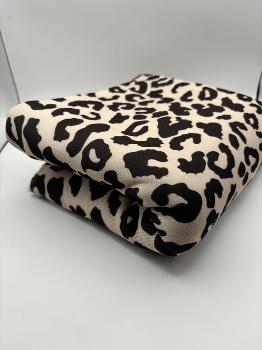 Black Leopard Fleece Back Jersey – Sold by the Metre - Vératex Fabrics