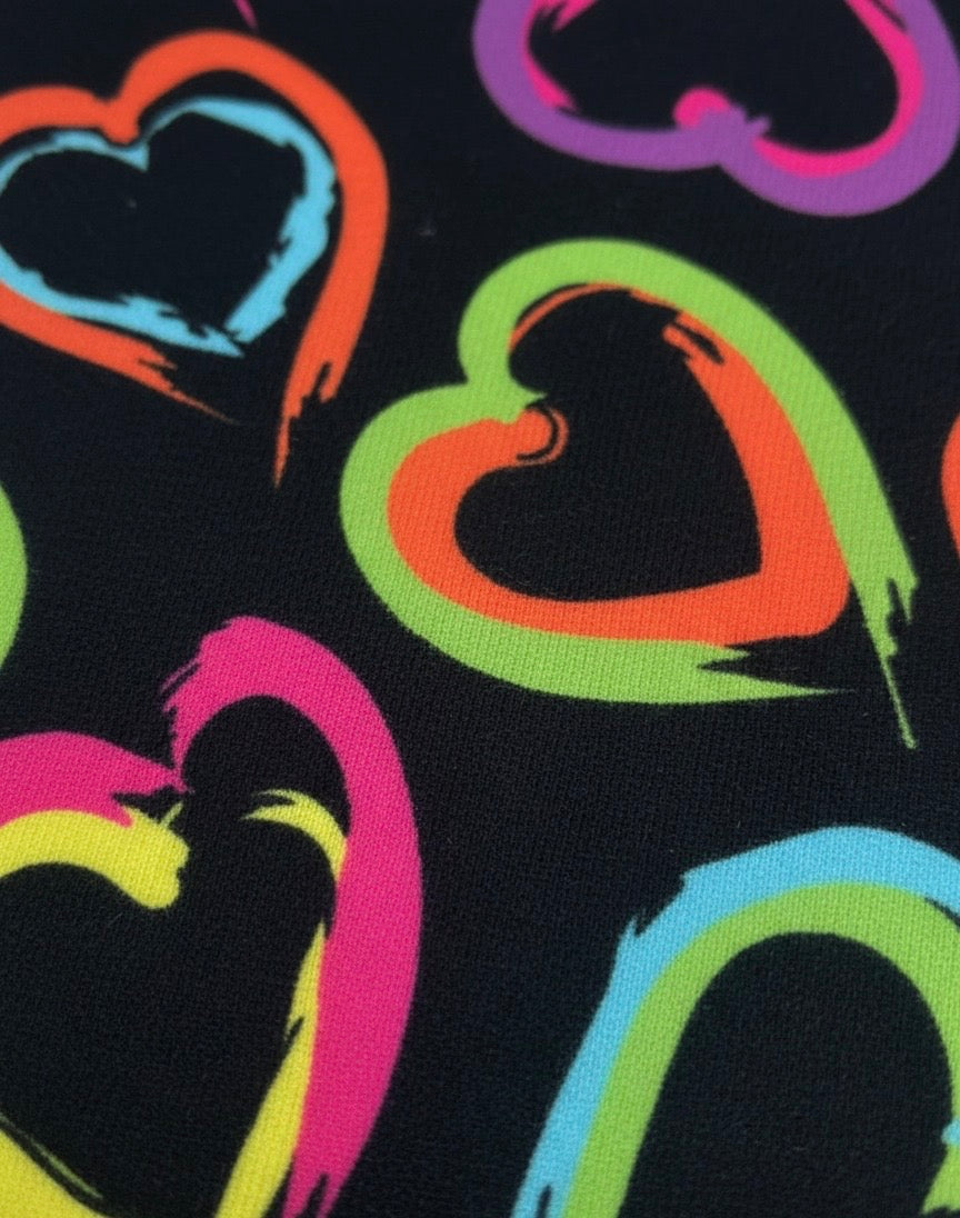 Neon Hearts ITY Fabric – Sold by the Metre