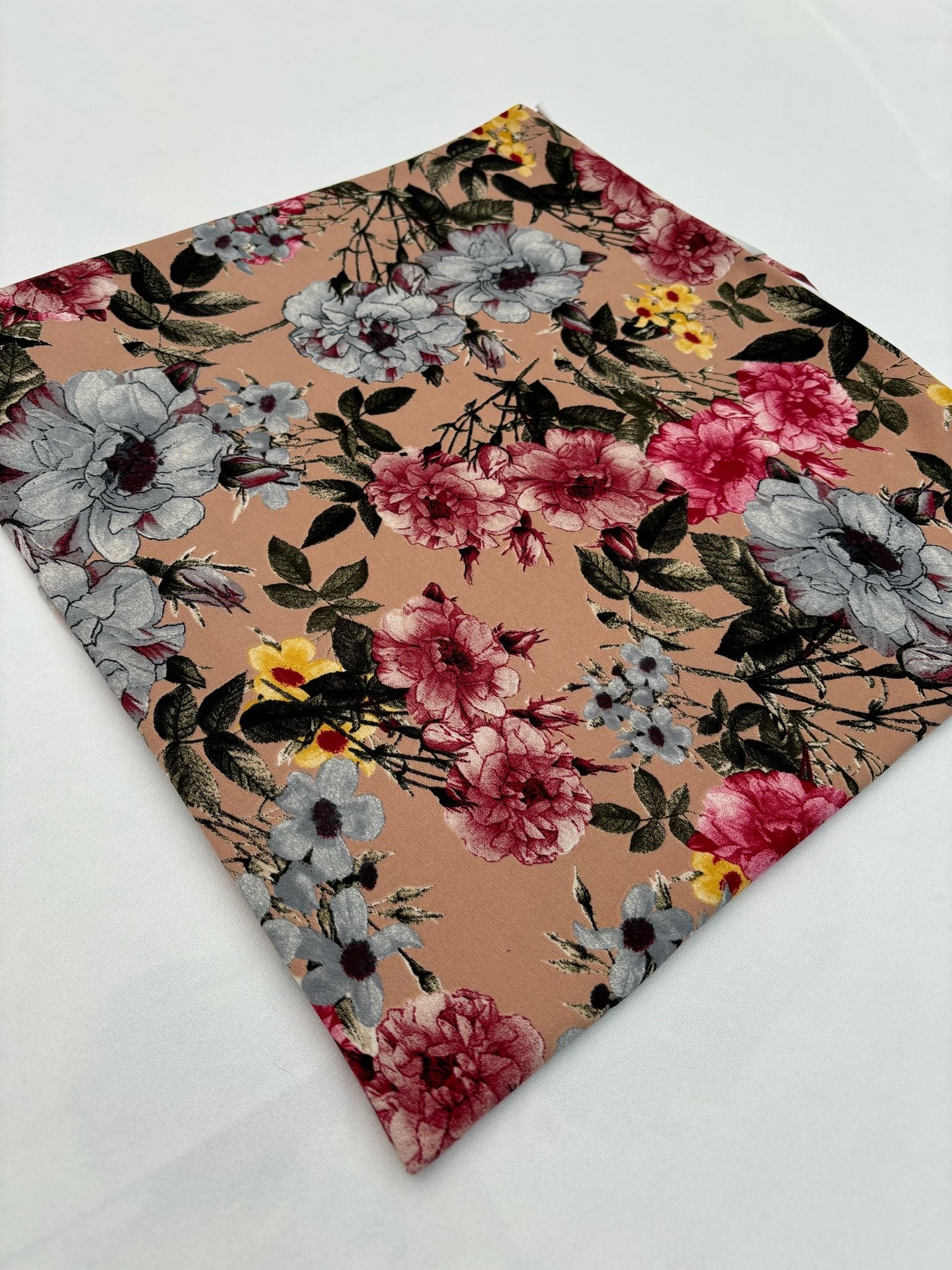 Peach Floral ITY Fabric – Sold by the Metre - Vératex Fabrics