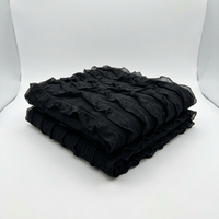 Black Tiered Ruffle Stretch Mesh Fabric - Vératex Fabrics