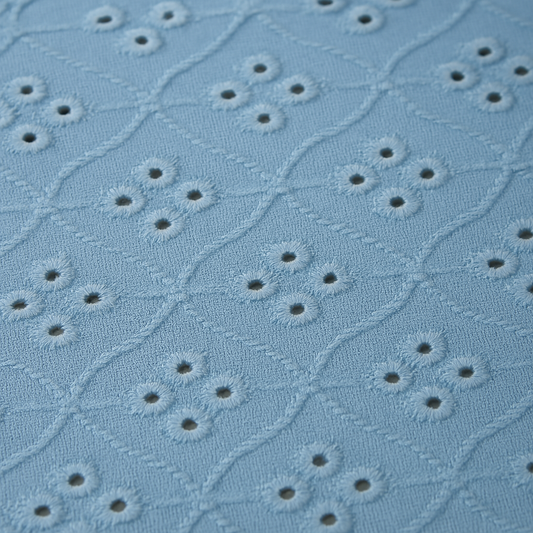 Sky Blue Broderie Anglaise Fabric – Sold by the metre - Vératex Fabrics
