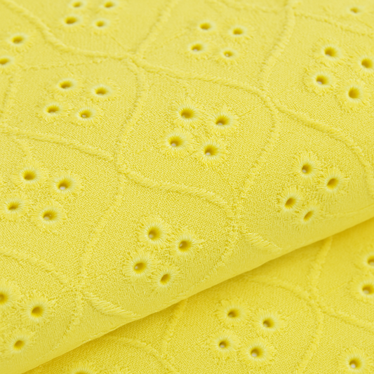 Lemon Broderie Anglaise Fabric – Sold by the metre - Vératex Fabrics