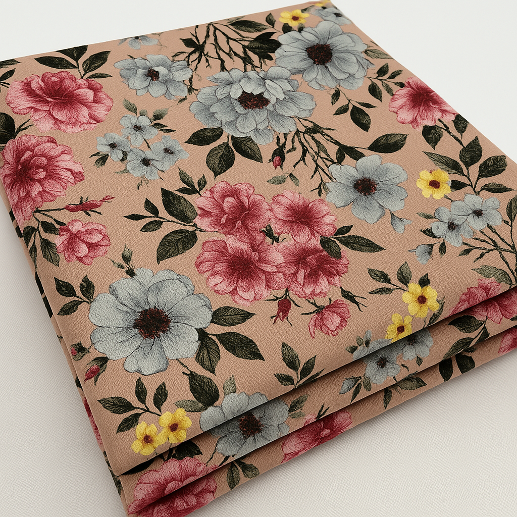 Peach Floral ITY Fabric – Sold by the Metre - Vératex Fabrics