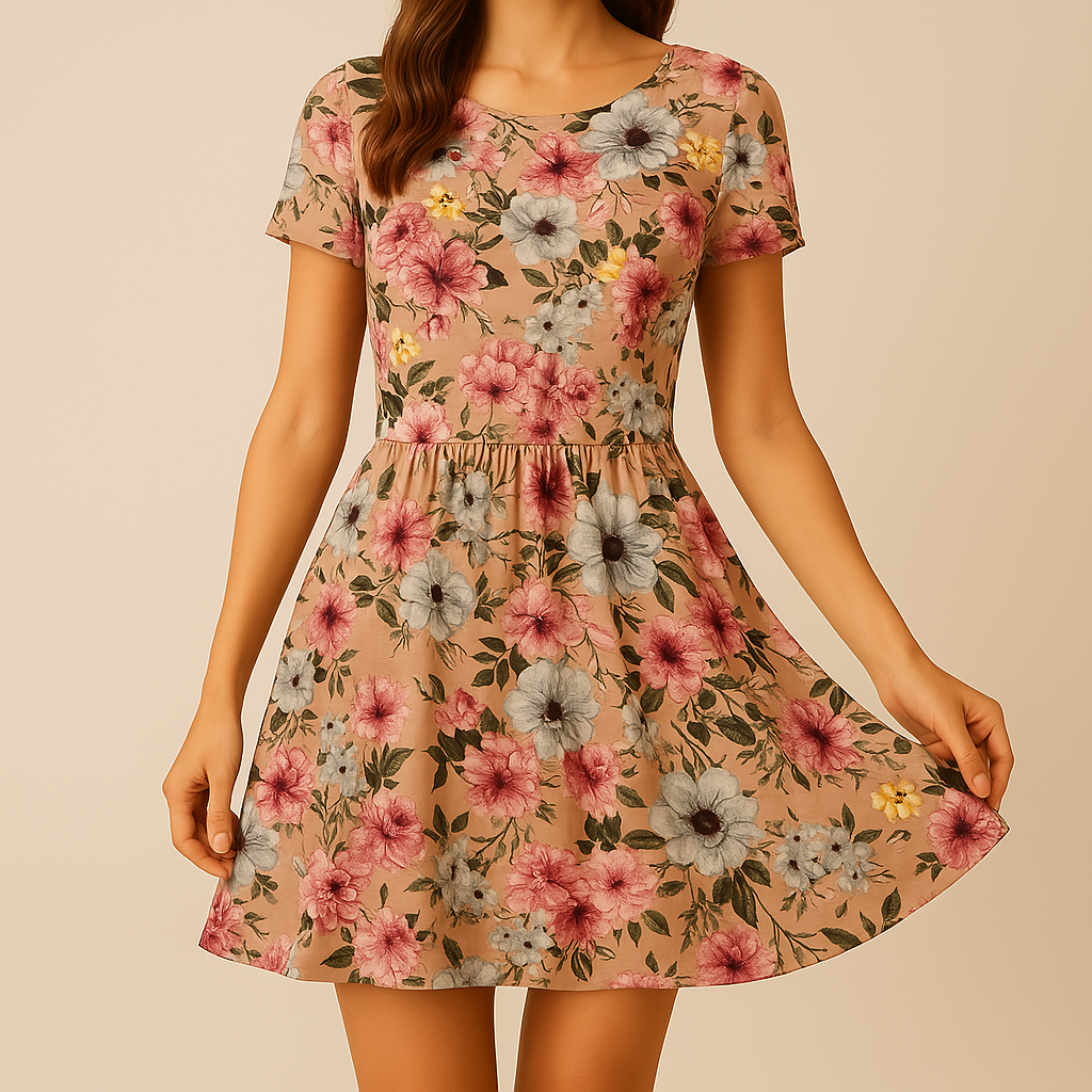 Peach Floral ITY Fabric – Sold by the Metre - Vératex Fabrics