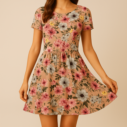 Peach Floral ITY Fabric – Sold by the Metre - Vératex Fabrics