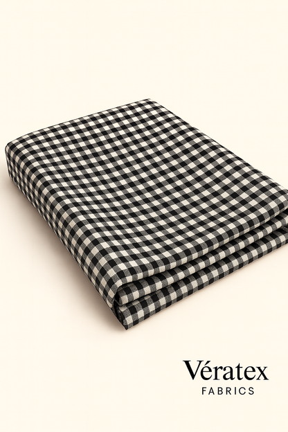 Black & White Gingham Bengaline Fabric – Sold by the Metre - Vératex Fabrics