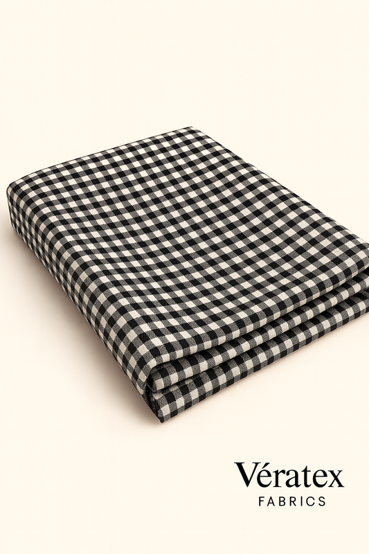 Black & White Gingham Bengaline Fabric – Sold by the Metre - Vératex Fabrics