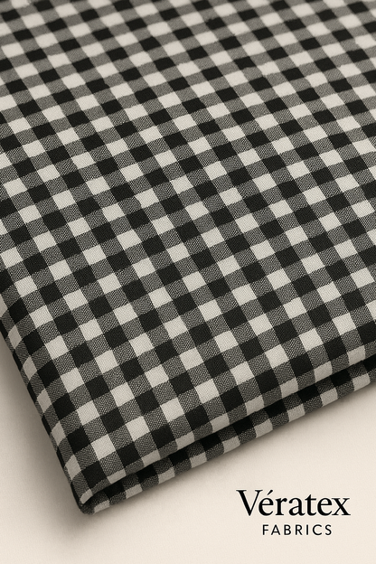 Black & White Gingham Bengaline Fabric – Sold by the Metre - Vératex Fabrics