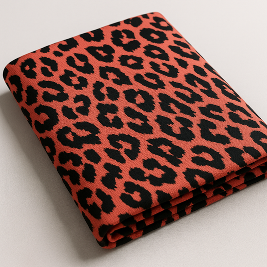 Coral Leopard Print Viscose Jersey – Sold by the Metre