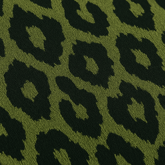 Khaki Leopard Print Viscose Jersey – Sold by the Metre - Vératex Fabrics