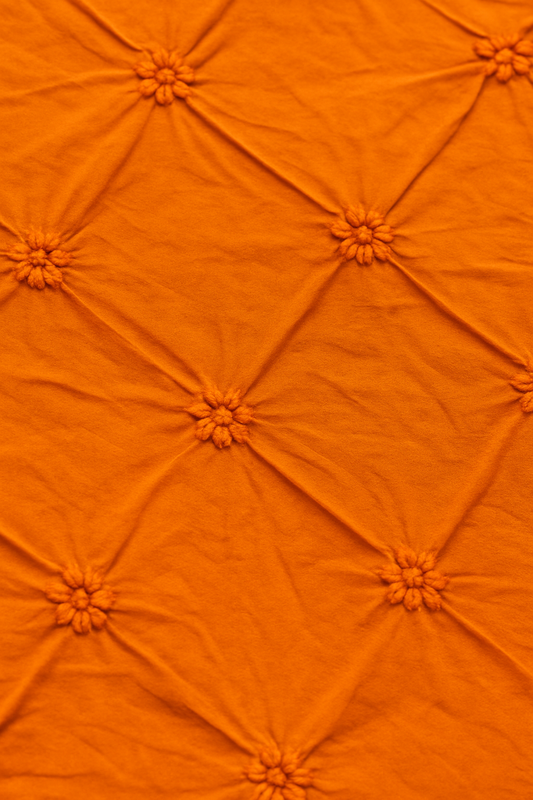 Orange Pinch Embroidered Poly Cotton Fabric – Sold by the Metre - Vératex Fabrics