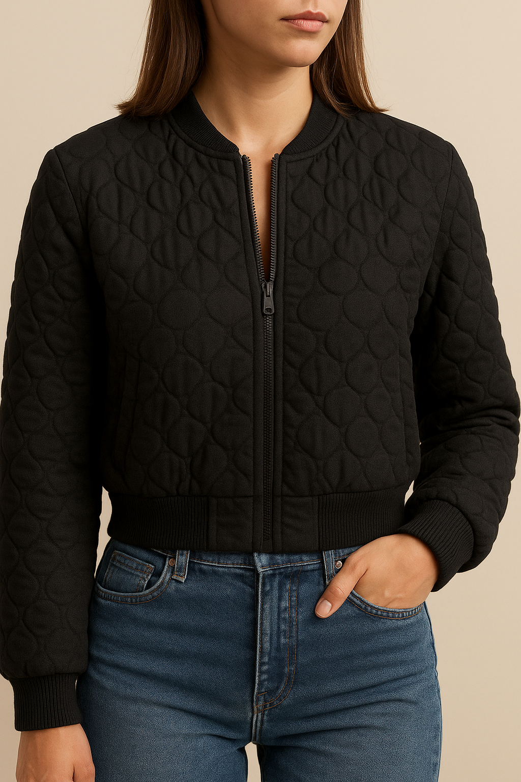 Black Quilted Jacquard Fabric – Sold by the Metre