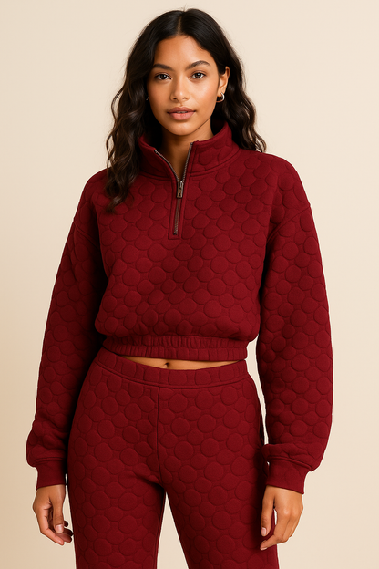 Burgundy Quilted Jacquard Fabric – Sold by the Metre