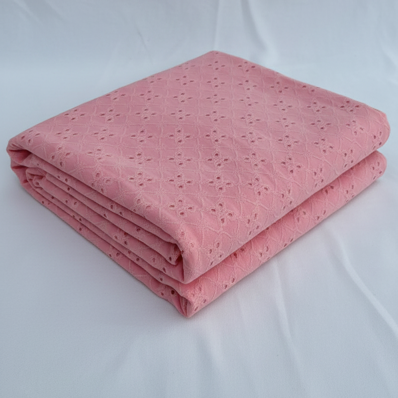 Baby Pink Broderie Anglaise Fabric – Sold by the metre - Vératex Fabrics