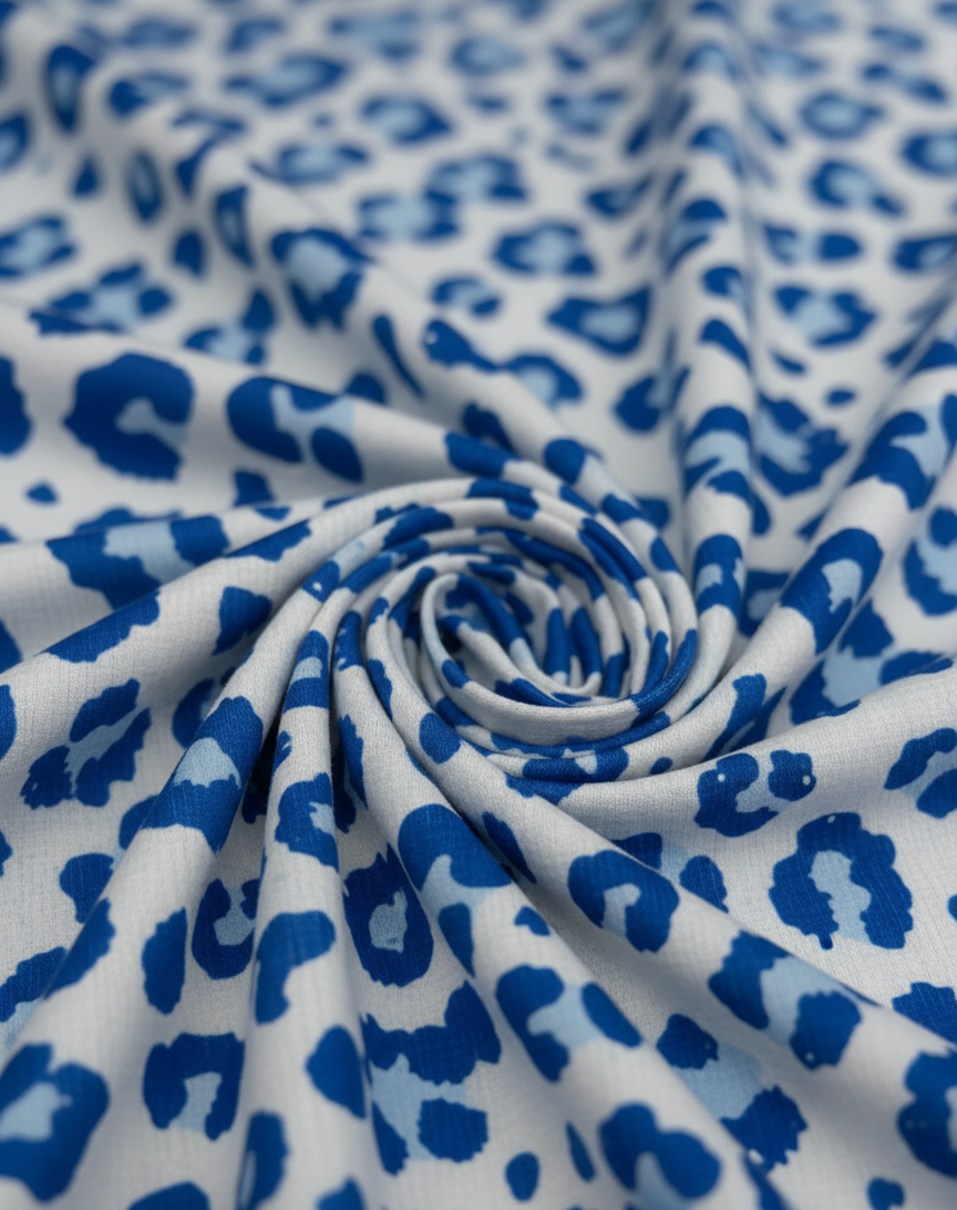 Blue Leopard Tree Bark Jacquard Fabric – Sold by the Metre