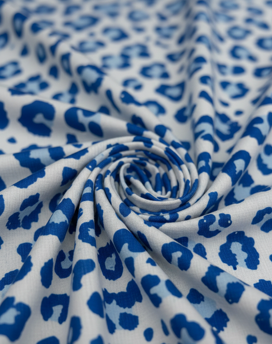 Blue Leopard Tree Bark Jacquard Fabric – Sold by the Metre