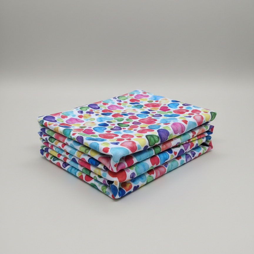 Multicolour Heart Loopback Sweatshirt Fabric – Sold by the Metre - Vératex Fabrics