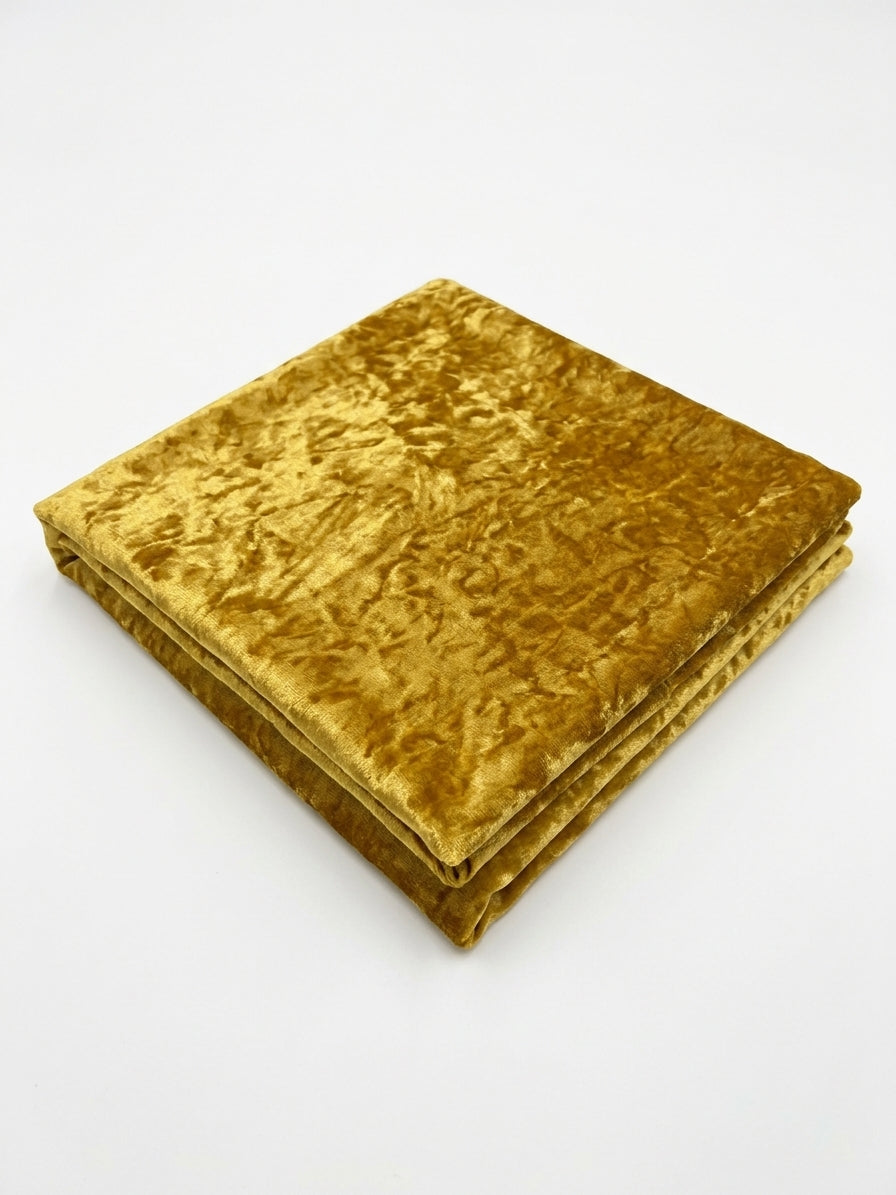 Mustard Gold Stretch Crushed Velvet Fabric