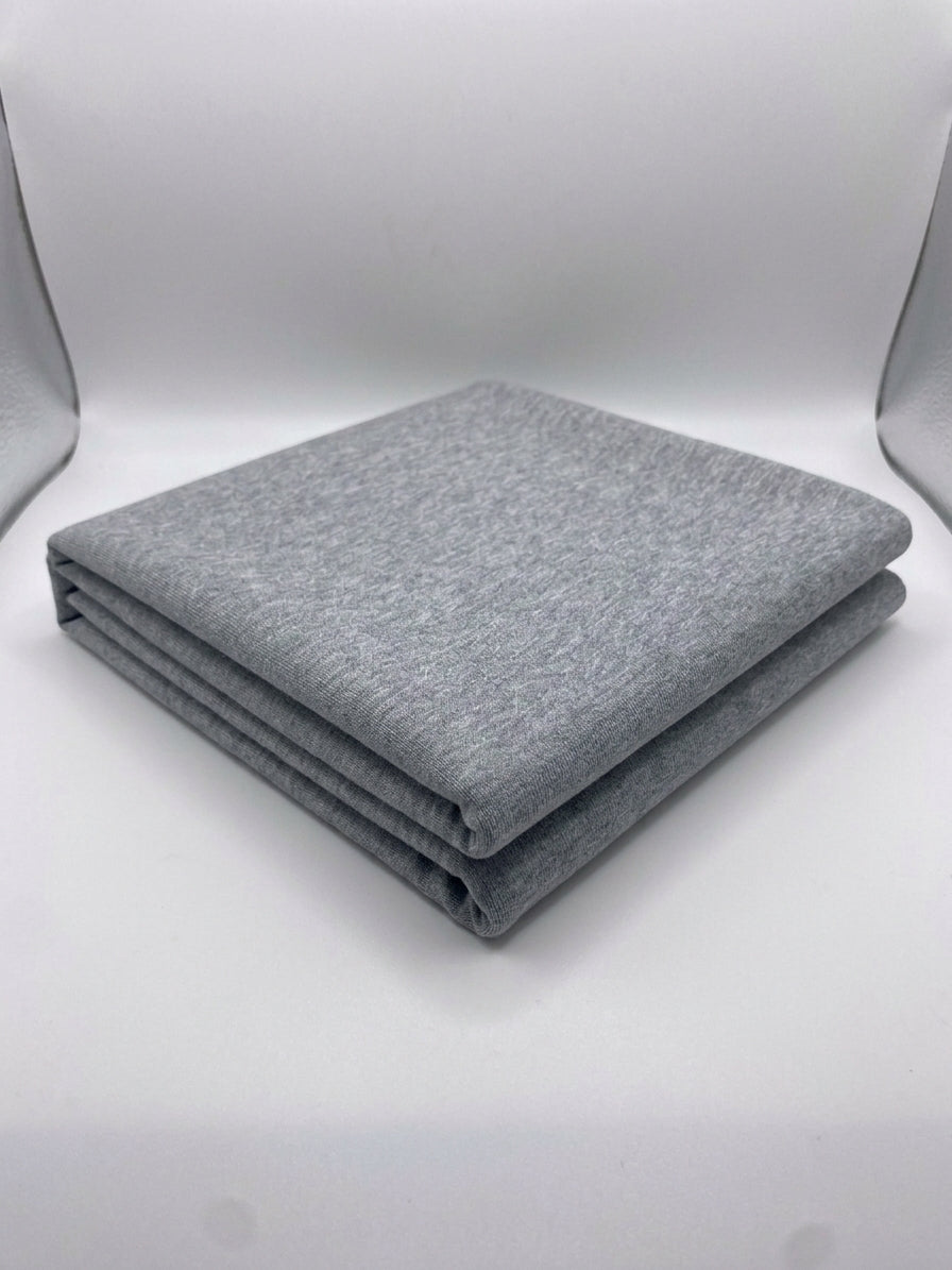 Grey Marl Cotton Interlock Jersey Fabric – 100% Cotton Double Knit