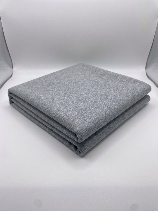 Grey Marl Cotton Interlock Jersey Fabric – 100% Cotton Double Knit