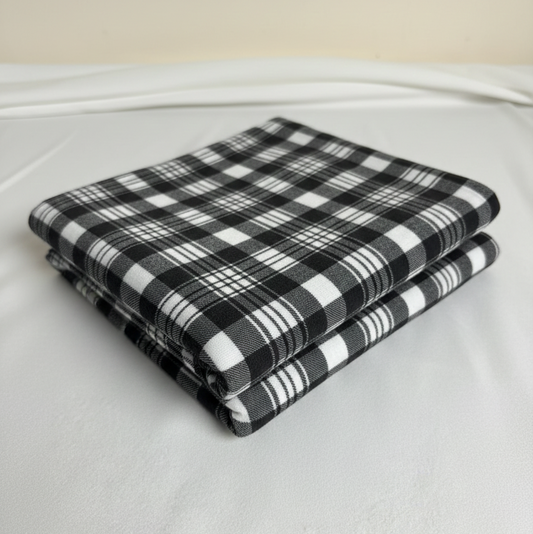 Black & White Check Ponte Roma Fabric – Sold by the Metre - Vératex Fabrics