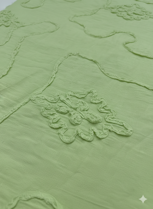 Green Floral Embroidered Poly-Cotton Fabric – Sold by the Metre - Vératex Fabrics