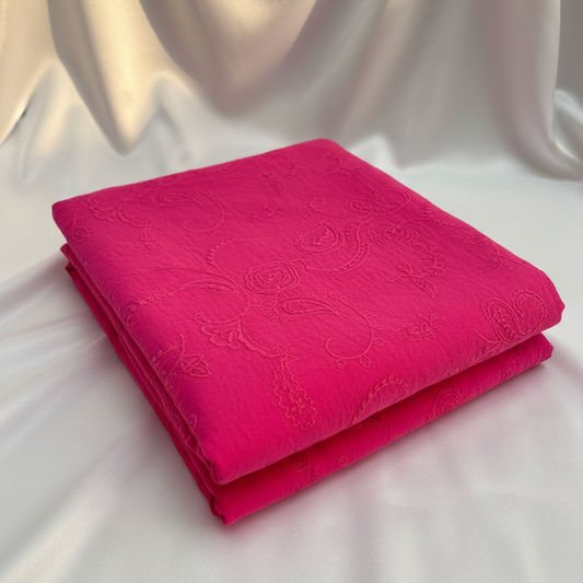 Hot Pink Paisley Embroidered Fabric – Sold by the Metre - Vératex Fabrics