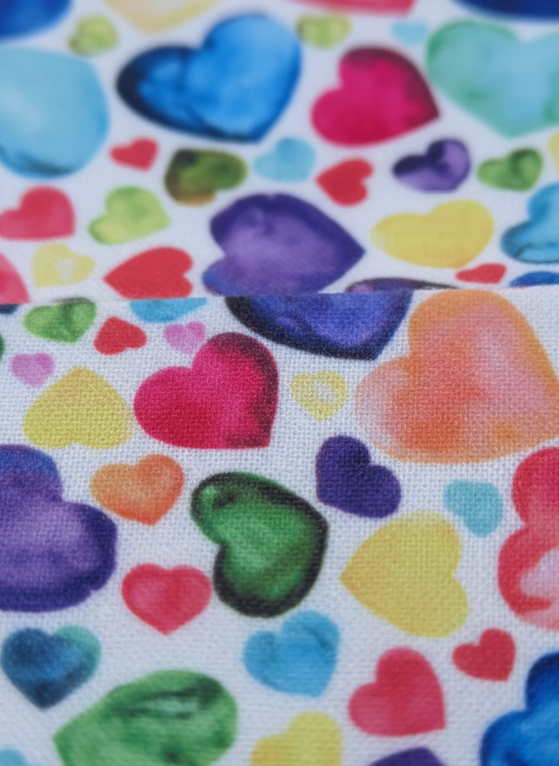 Multicolour Heart Loopback Sweatshirt Fabric – Sold by the Metre - Vératex Fabrics