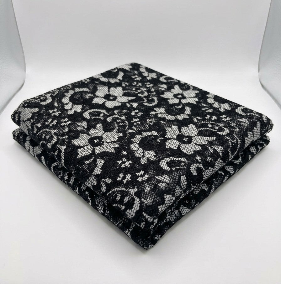 Silver Floral Lace Fabric