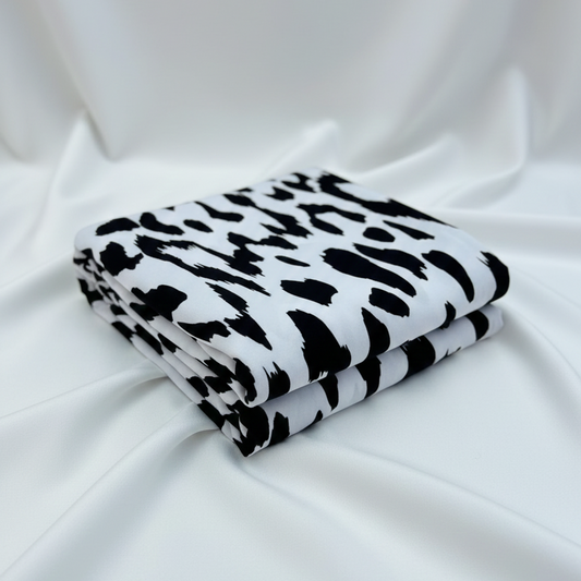 Black & White Leopard ITY Fabric – Stretch Knit – Sold by the Metre - Vératex Fabrics