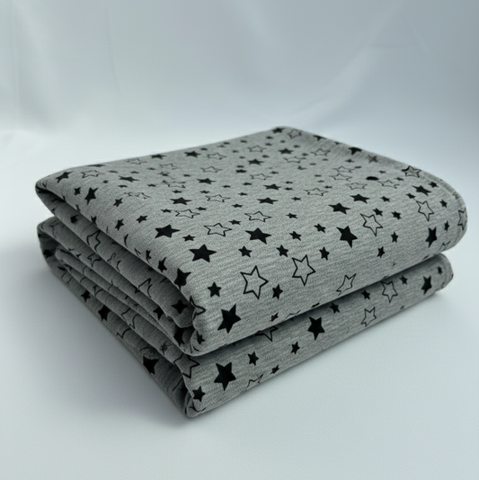 Grey Star Print Viscose Elastane Jersey – Sold by the Metre - Vératex Fabrics