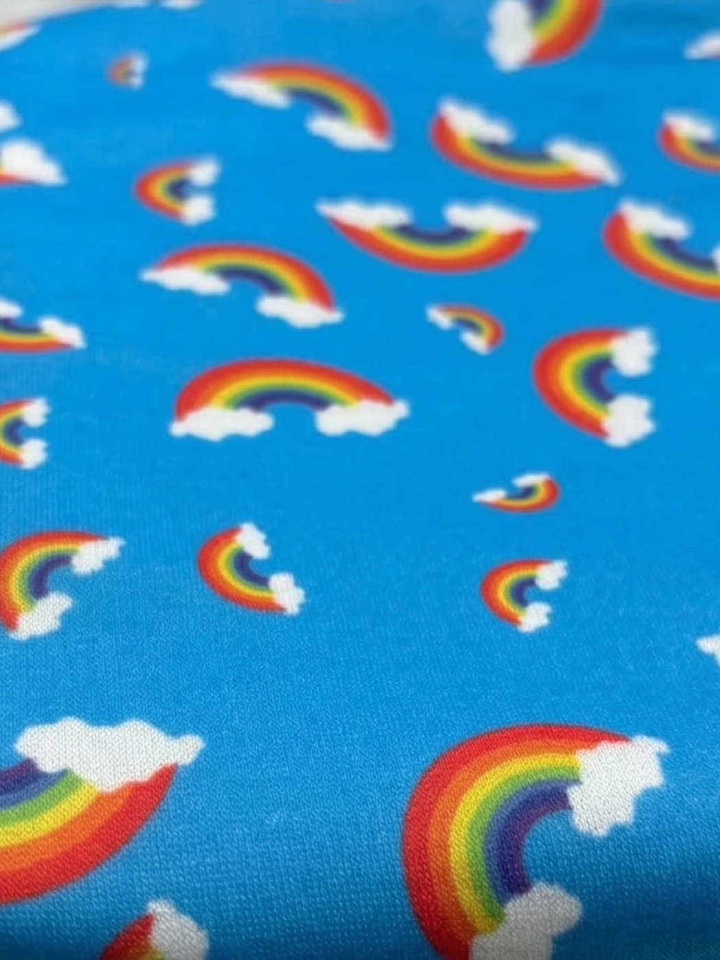 Sky Blue Rainbow Clouds Loopback Jersey Fabric – Sold by the Metre - Vératex Fabrics