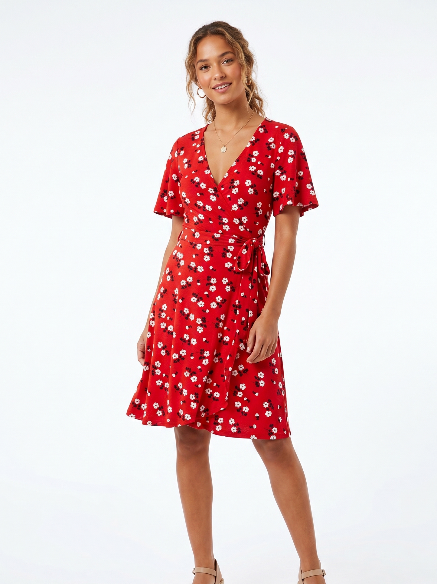 Red Ditsy Floral Viscose Elastane Jersey – Sold by the Metre - Vératex Fabrics