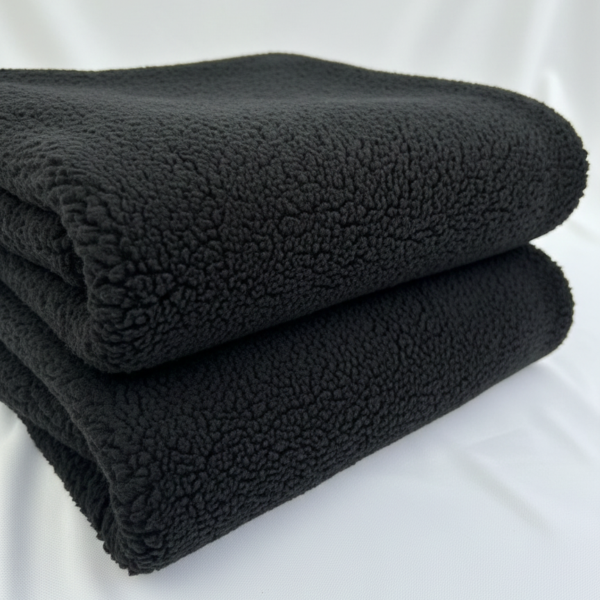Black Sherpa Fleece Fabric – Sold by the Metre - Vératex Fabrics