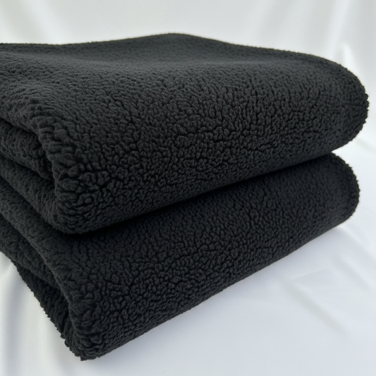 Black Sherpa Fleece Fabric – Sold by the Metre - Vératex Fabrics