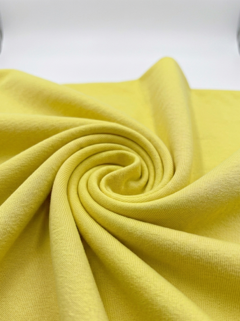 Pastel Yellow Cotton Interlock Jersey Fabric – 100% Cotton Double Knit - Vératex Fabrics