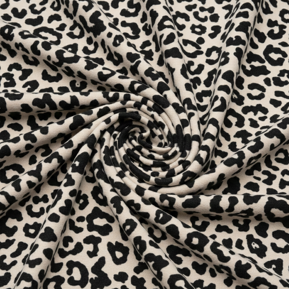 Black Leopard Brushed Sweatshirt Fleece Fabric – Sold by the Metre